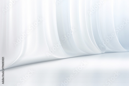 Abstract white interior with curtain. 3d render illustration mock up