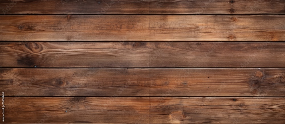 Obraz premium Close up of a brown hardwood wall with a row of wooden planks