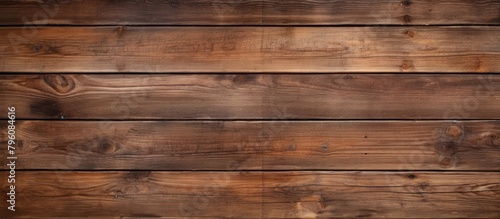 Close up of a brown hardwood wall with a row of wooden planks