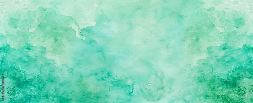 Blue green watercolor paint splash, blotch background, fringe bleed wash and bloom design, blobs of paint, old turquoise vintage watercolor paper grain texture. Turquoise and white abstract tree art