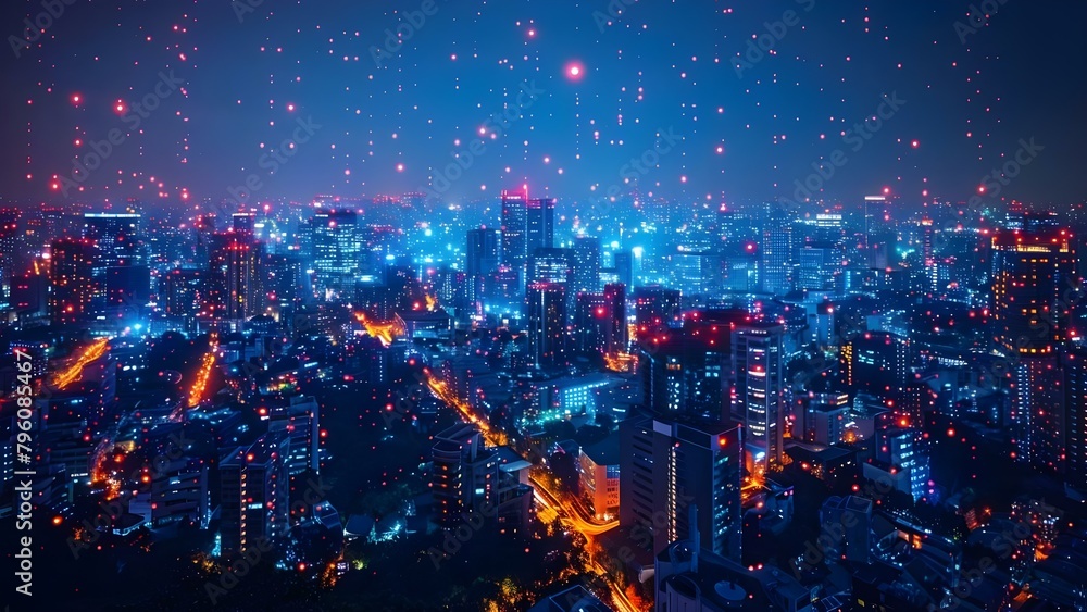Advancing Global Connectivity and Smart Cities with Technologies like G, Blockchain, and IoT. Concept Smart Cities, Global Connectivity, 5G Technology, Blockchain, IoT