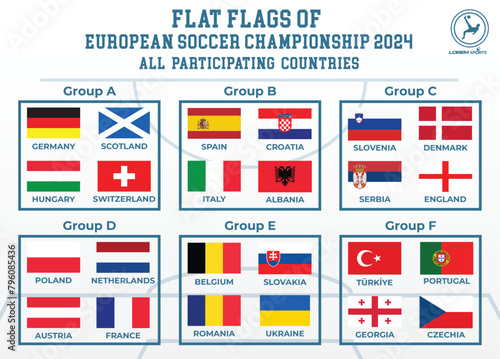 Euro 2024 flat flags of 24 participating countries
