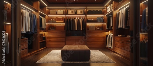 Step into a walkin closet of your dreams  featuring luxurious modern classic furnishings  illuminated by a soft  ambient glow  like the gentle light of an Icelandic summer night 8K   high-resolution  