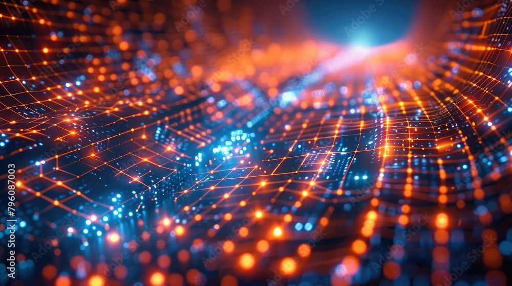 Digitally advanced cyber network illustrating connectivity and data flow. Generative AI. Digitally advanced cyber network illustrating connectivity and data flow. Generative AI.