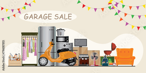Garage sale banner or Yard sale or or flea market.