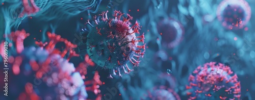 3d render of corona virus on blue background