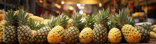 A close up of a pineapple with a blurred background photo