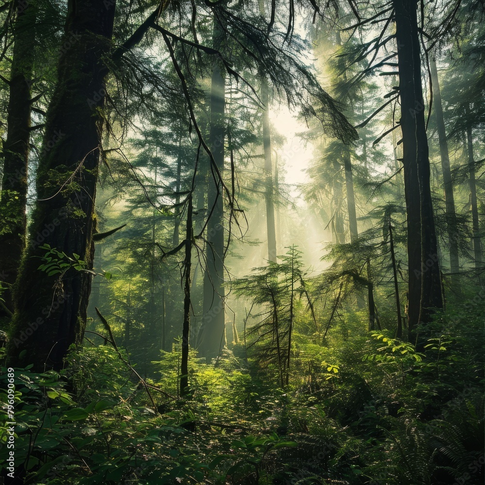 Obraz premium Sustainability net zero carbon negative forest nature Biodiversity Diversity concept, AI generated