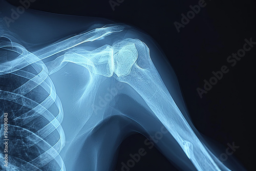 Radiograph depicting artificial joint replacement of the shoulder photo