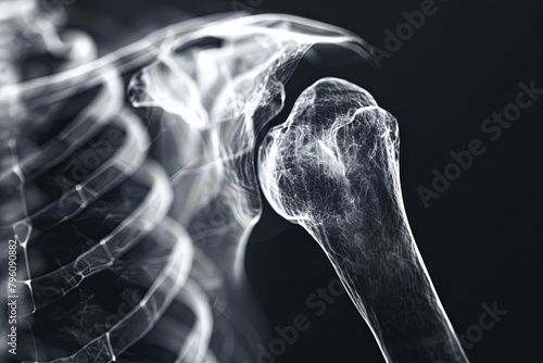 Radiograph depicting artificial joint replacement of the shoulder photo