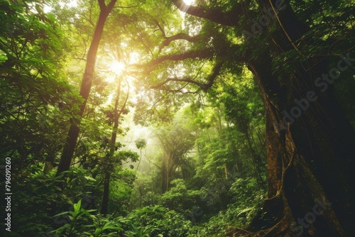 Sustainability net zero carbon negative forest nature Biodiversity Diversity concept  AI generated