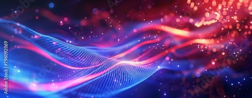 Abstract background with blue and red light wave