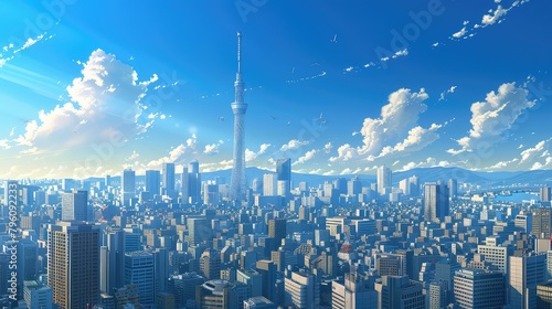Wallpaper Mural An urban landscape featuring towering buildings that create a striking cityscape, View of the modern skyscrapers AI Generated Torontodigital.ca
