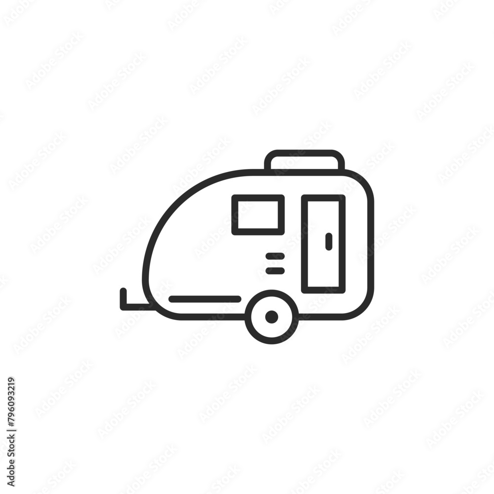 Camper icon. Simple representation of a travel trailer, ideal for showcasing themes of travel, camping, and mobile living. Perfect for use in apps, websites, or print materials. Vector illustration. Camper icon. Simple representation of a travel trailer, ideal for showcasing themes of travel, camping, and mobile living. Perfect for use in apps, websites, or print materials. Vector illustration.