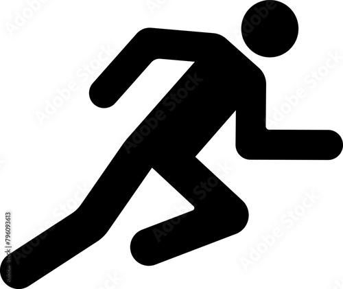 A simple icon of a fast running man in the form of a human silhouette