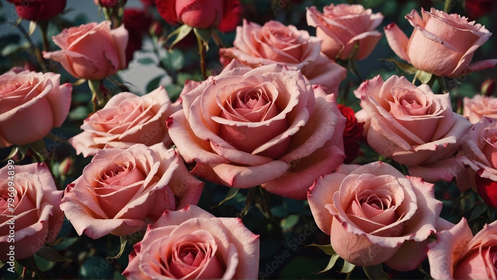 Fototapeta premium Pink and white roses