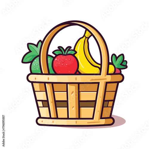 a basket with a banana and a basket of bananas.