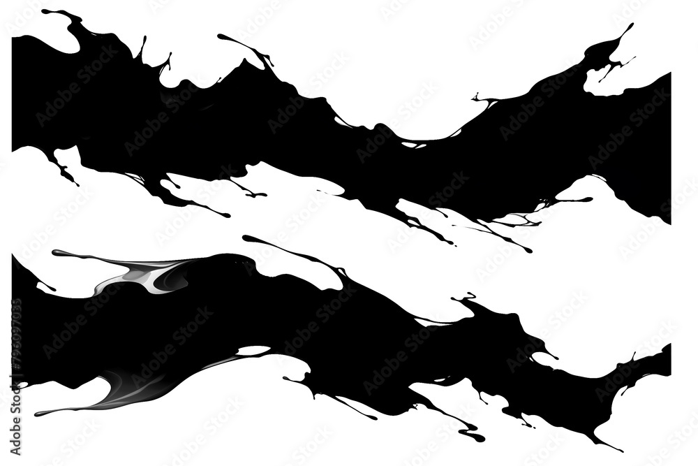 流動する黒いインクの抽象的なシルエットイラスト素材 流動する黒いインクの抽象的なシルエットイラスト素材