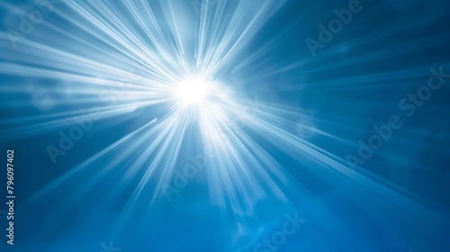 A dazzling beam of sunlight in the azure sky.