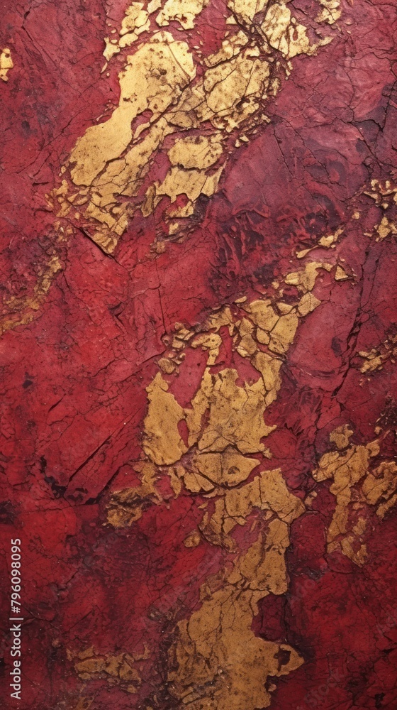 Crimson-gold painting rough wall. Crimson-gold painting rough wall.