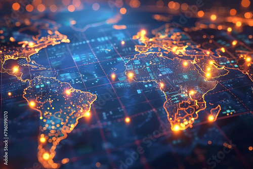 Interactive world map with highlighted financial centers, showcasing global commerce and trade dynamics