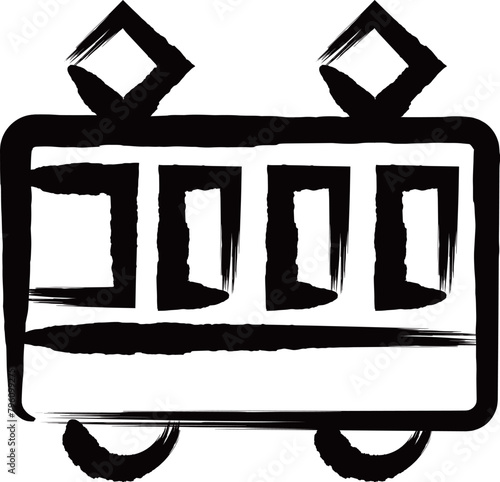 筆書き乗り物アイコンイラスト　電車