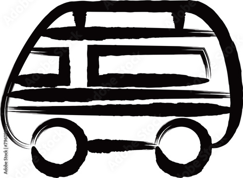 筆書き乗り物アイコンイラスト　救急車