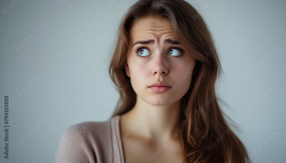 Confusion and Doubt: Portrait of a Young Caucasian Woman Shrugging Confusion and Doubt: Portrait of a Young Caucasian Woman Shrugging