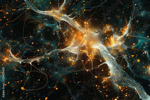 microscopic view of neurons connecting, illustrating the complexity of the human brain  #796101435