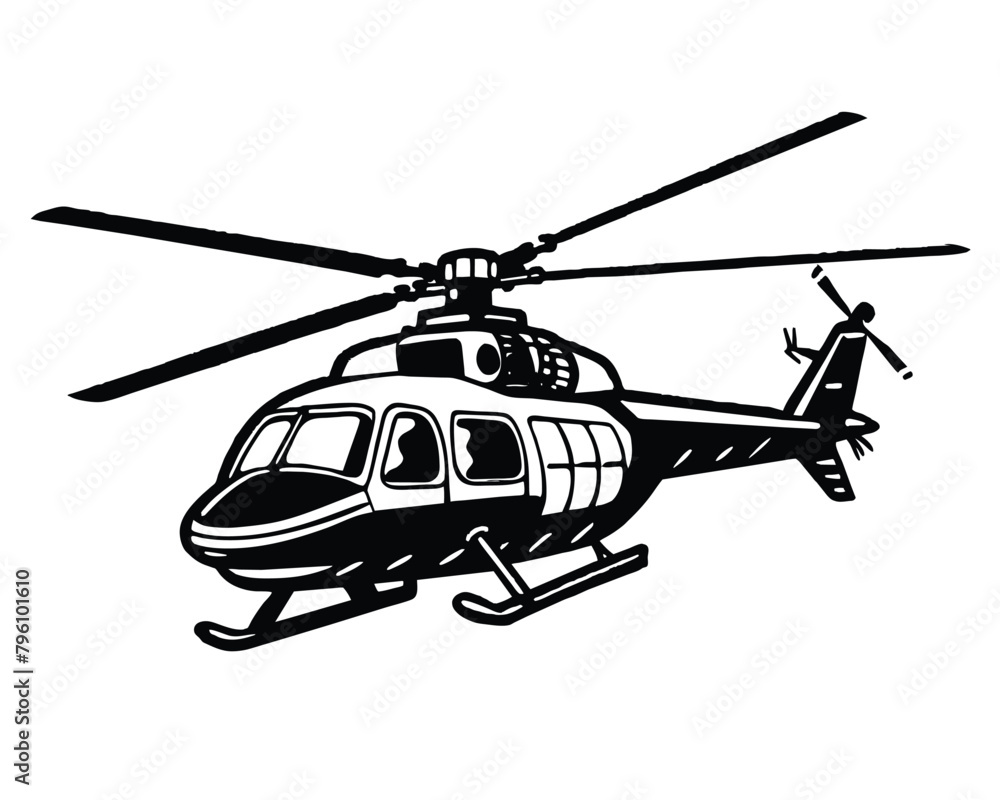 Black image of a plane helicopter vector