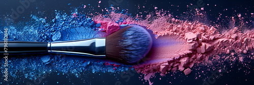 red and blue water,
 Concept cosmetics makeup dust colorful burst emi photo