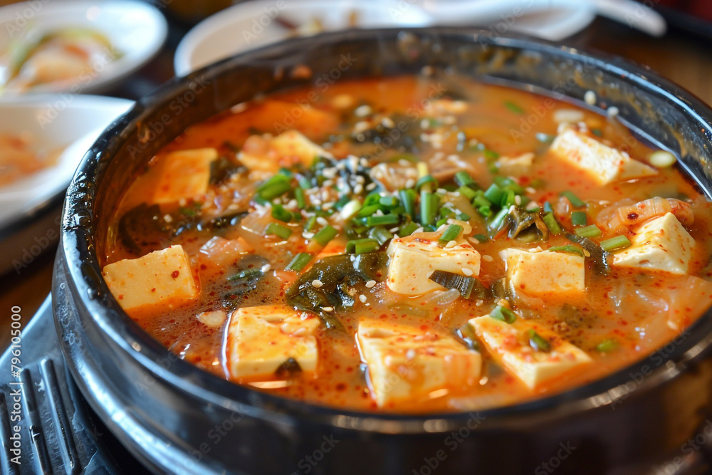 Korean Sundubu-jjigae, spicy tofu stew, winter in Seoul