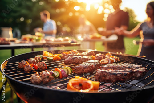 Sunset Barbecue Party in the Summer