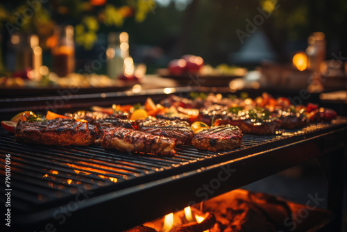 Summer BBQ Delight  Grilling Juicy Steaks Outdoors