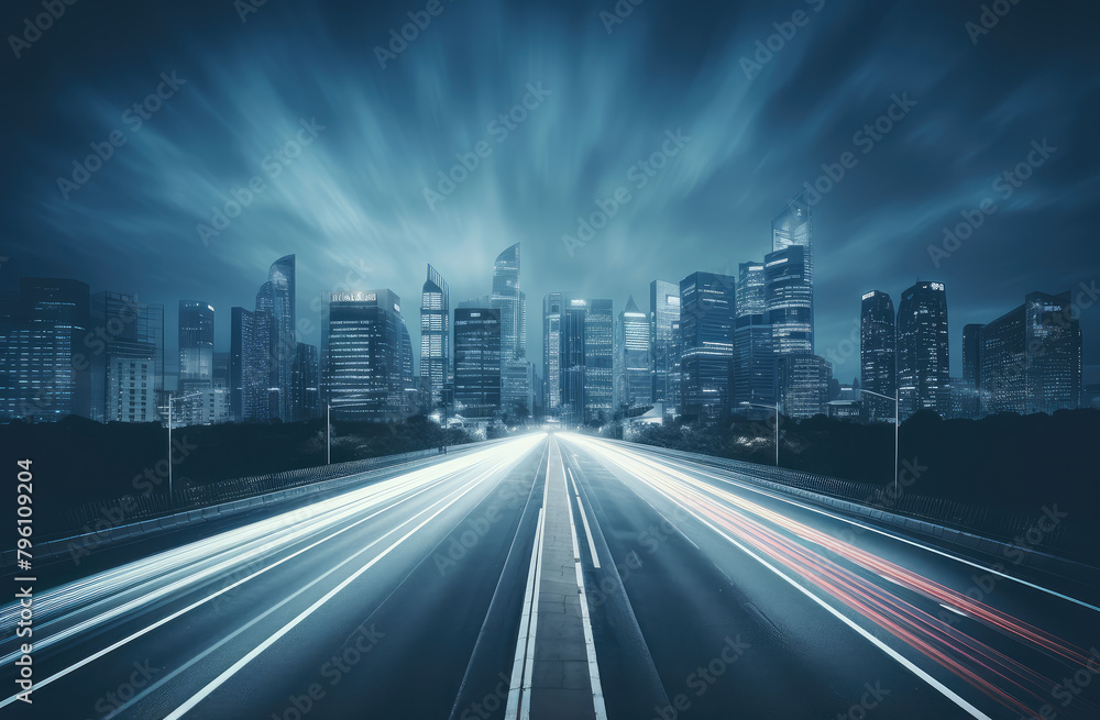 Urban Velocity: Racing into the Nighttime Skyline