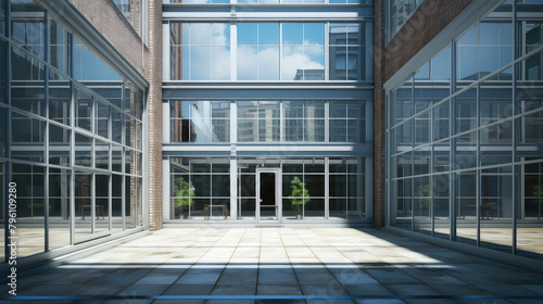 Sunlit Modern Office Lobby: Architectural Elegance