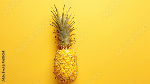 Yellow pineapple on a yellow background