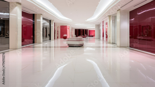 Sleek Modern Mall Interior with Vivid Accents
