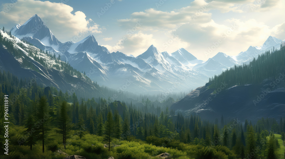 Serene Mountain Valley Panorama Serene Mountain Valley Panorama