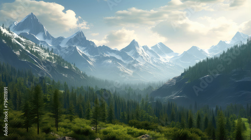 Serene Mountain Valley Panorama