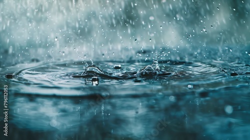 A drop of rain merges with water, creating ripples in the natural landscape