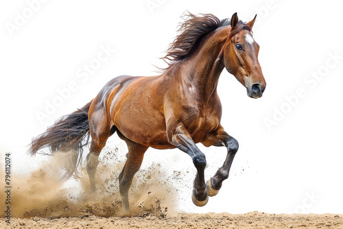 A horse galloping  isolated on a white background