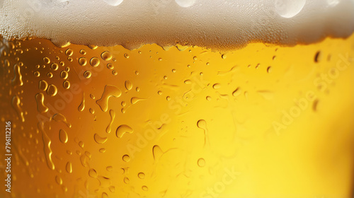 Refreshing Cold Beer Close-Up with Condensation photo