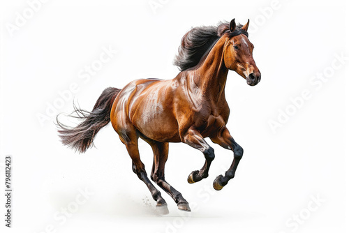 A horse galloping, isolated on a white background © Veniamin Kraskov