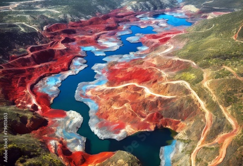 'dramatic An Huelva verse Riotinto tapestry rivers aerial colorful shot creating winding deposits mineral natural Spain terrain captures striking Pattern Abstract Texture Nature Art Landscape Beauty' photo
