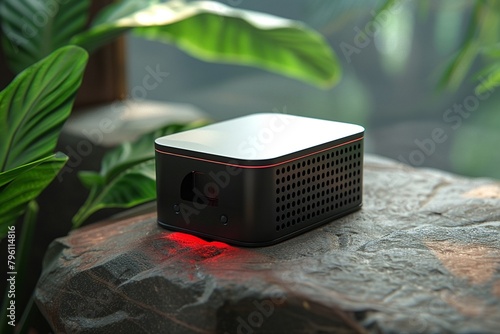 Compact audio devices for travel, highquality sound technology for travelers, sleek design , octane render photo