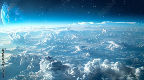 From this vantage point I am witness to the majestic dance of a distant planet its clouds and storms a symphony of chaos and beauty..