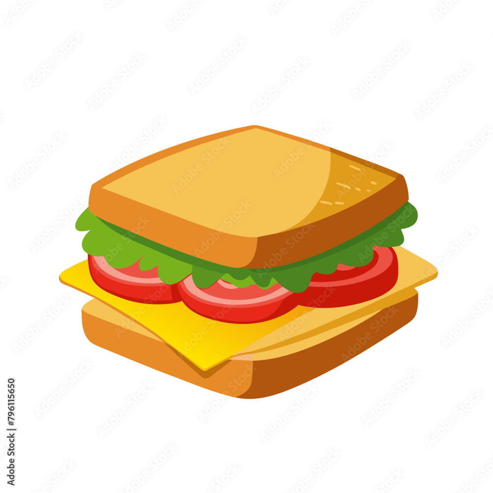 Big sandwich Food icon cartoon style on white background Big sandwich Food icon cartoon style on white background