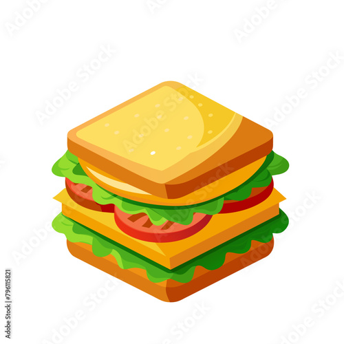 Big sandwich Food icon cartoon style on white background