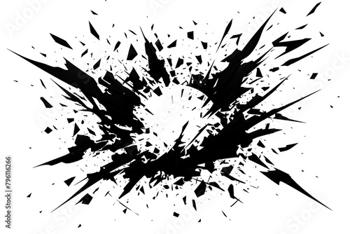 Wallpaper Mural ガラスのような割れた破片が飛び散るモノクロのフレーム背景 Torontodigital.ca